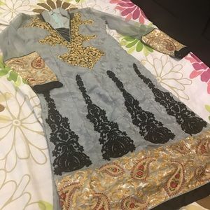 Beautiful grey and gold Anarkali